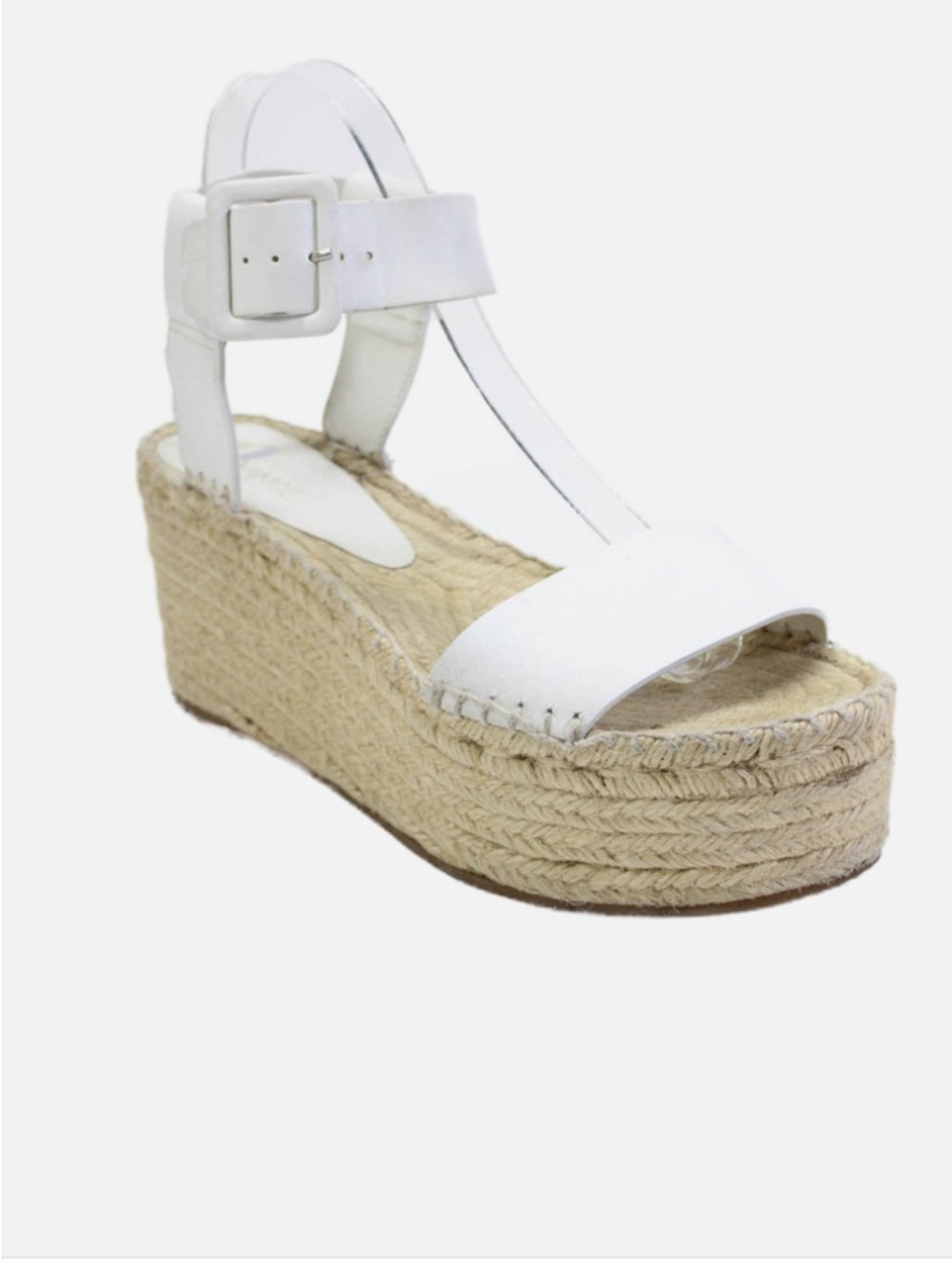 Vince White Leather Platform Espadrille Sandals with Ankle Buckle size 7